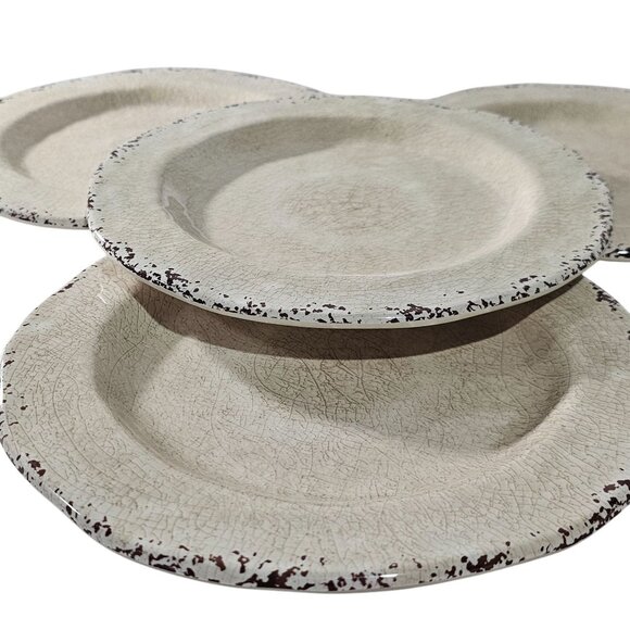 4 Pier 1 Carmelo Melamine Salad Lunch Plates 9" Sand rustic crackle unbreakable - Picture 8 of 10